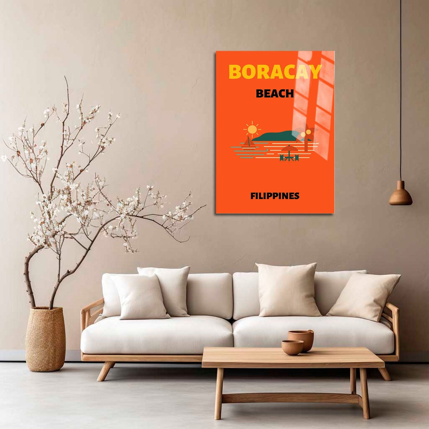 Wes Co Gallery Metal Poster Boracay Beach Colorful Travel 5" x 7" Home Goods - Travel Illustrations Edge to edge Metal Art Print