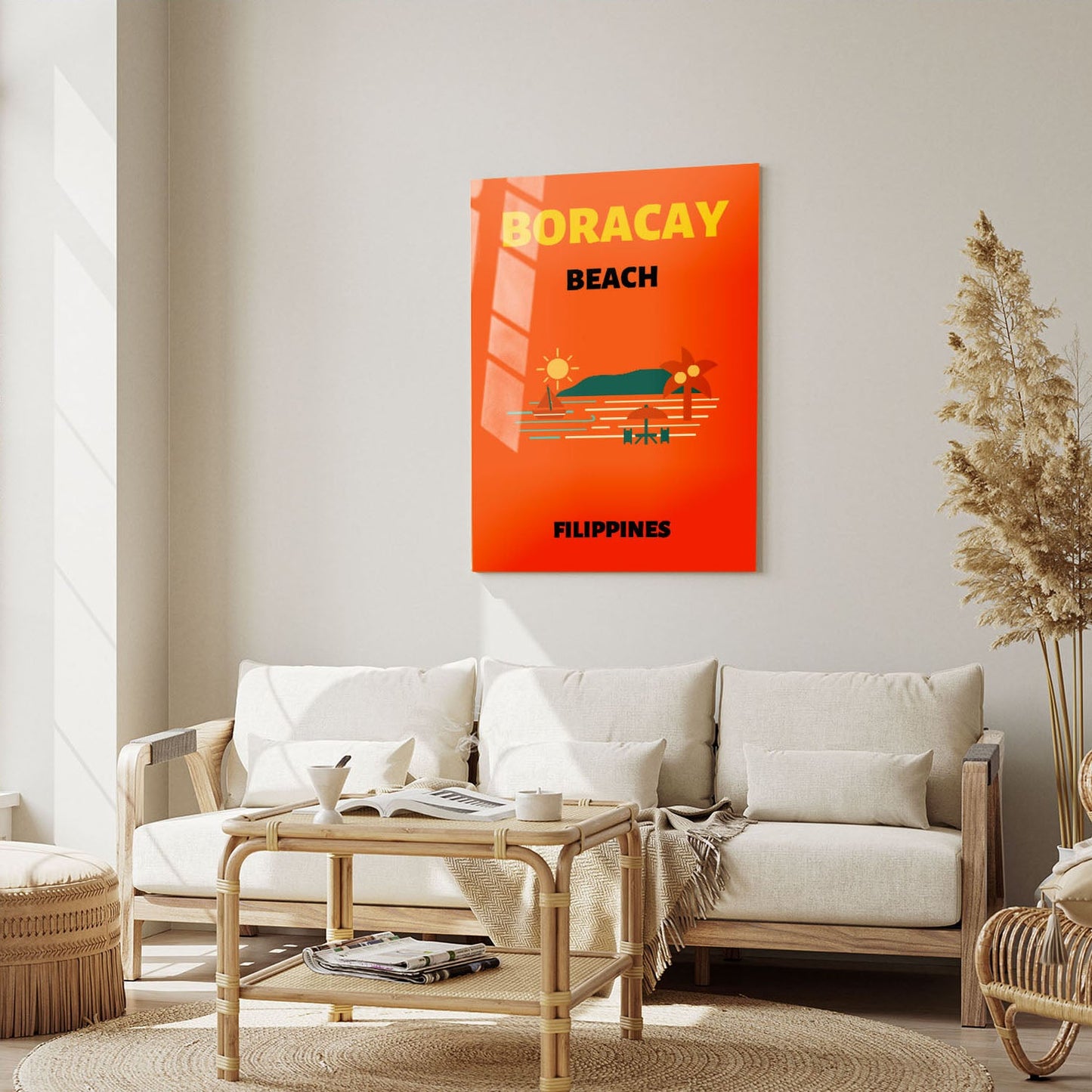 Wes Co Gallery Metal Poster Boracay Beach Colorful Travel 5" x 7" Home Goods - Travel Illustrations Edge to edge Metal Art Print