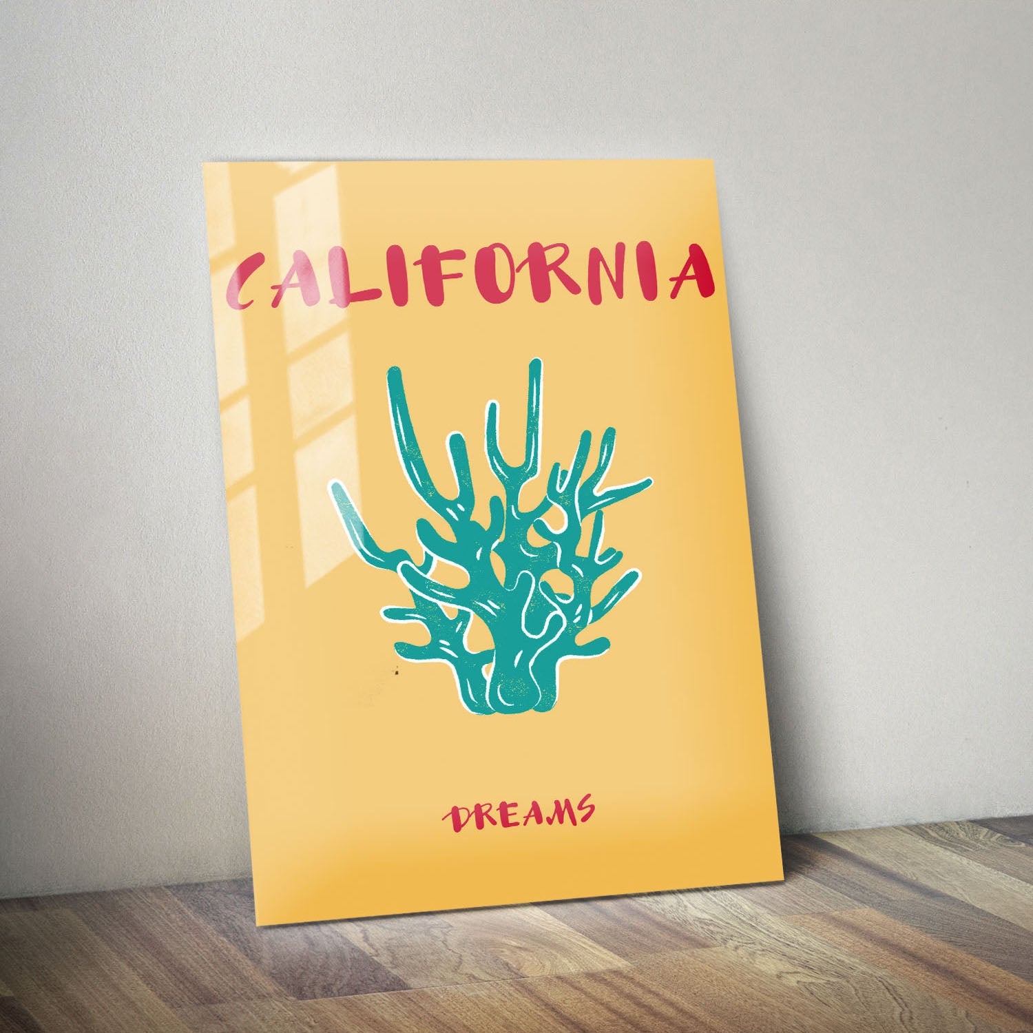 Wes Co Gallery Metal Poster California Dreams Colorful Travel 11" x 14" Home Goods - Travel Illustrations Edge to edge Metal Art Print