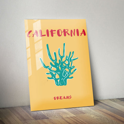 Wes Co Gallery Metal Poster California Dreams Colorful Travel 11" x 14" Home Goods - Travel Illustrations Edge to edge Metal Art Print