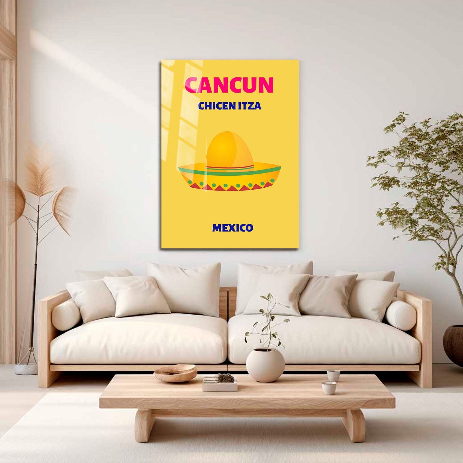 Wes Co Gallery Metal Poster Cancun Mexico Colorful Travel 16" x 24" Home Goods - Travel Illustrations Edge to edge Metal Art Print