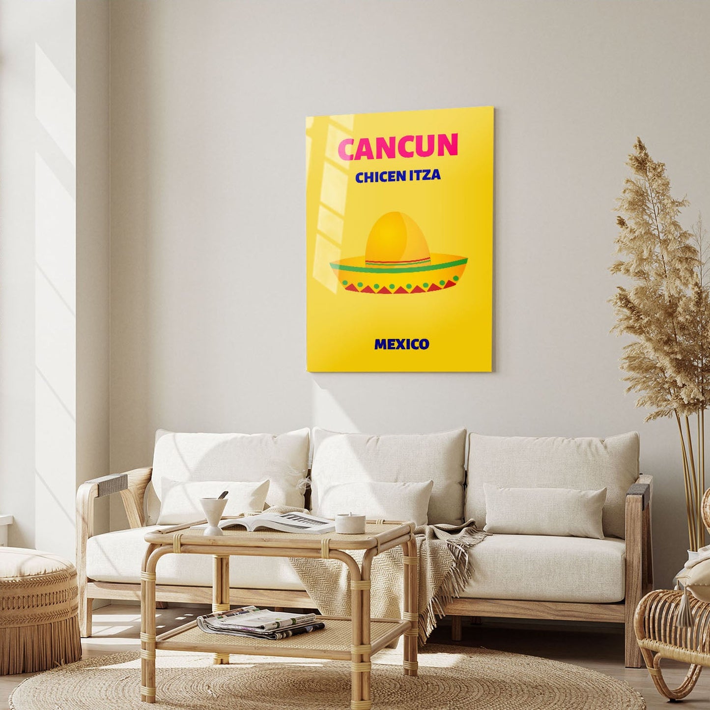 Wes Co Gallery Metal Poster Cancun Mexico Colorful Travel 5" x 7" Home Goods - Travel Illustrations Edge to edge Metal Art Print