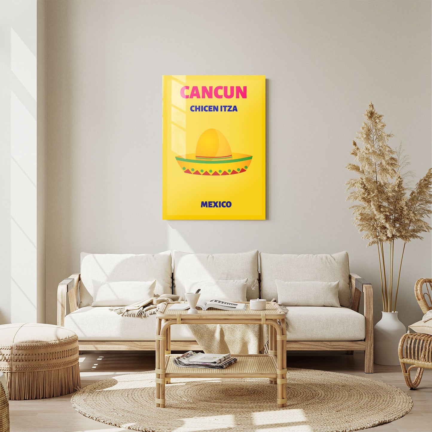 Wes Co Gallery Metal Poster Cancun Mexico Colorful Travel 11" x 14" Home Goods - Travel Illustrations Edge to edge Metal Art Print