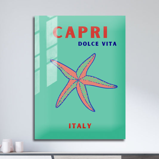 Wes Co Gallery Metal Poster Capri Dolce Vita Green Italy Colorful Travel 11" x 17" Home Goods - Travel Illustrations Edge to edge Metal Art Print