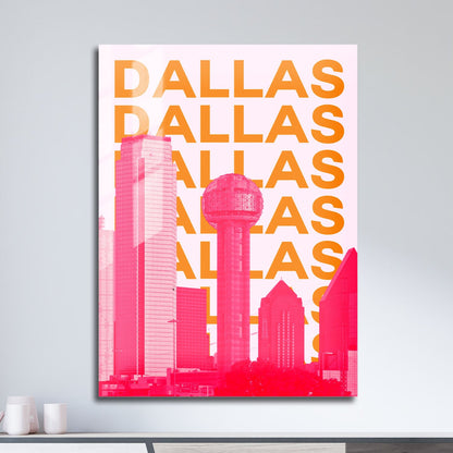 Wes Co Gallery Metal Poster Dallas City Colorful Travel 11" x 17" Home Goods - Travel Illustrations Edge to edge Metal Art Print