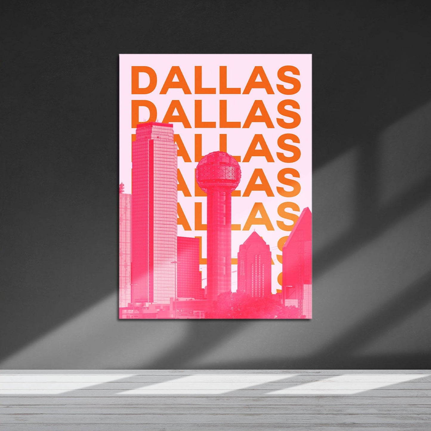 Wes Co Gallery Metal Poster Dallas City Colorful Travel 16" x 24" Home Goods - Travel Illustrations Edge to edge Metal Art Print