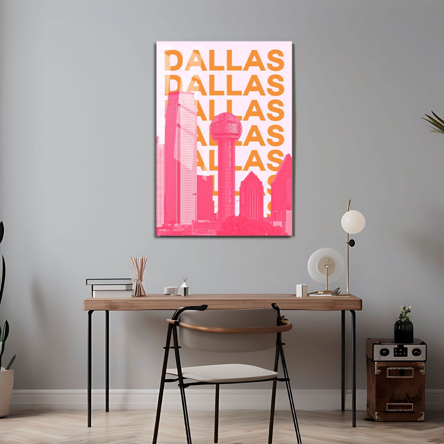 Wes Co Gallery Metal Poster Dallas City Colorful Travel 24" x 36" Home Goods - Travel Illustrations Edge to edge Metal Art Print