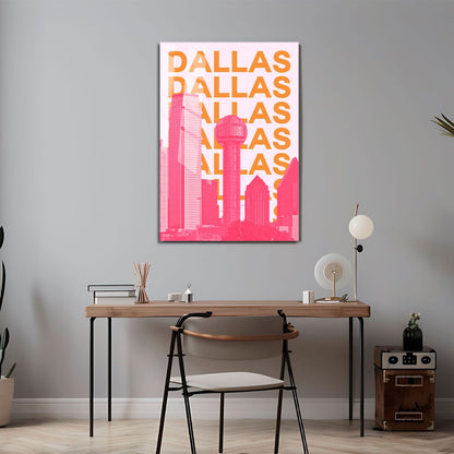 Wes Co Gallery Metal Poster Dallas City Colorful Travel 24" x 36" Home Goods - Travel Illustrations Edge to edge Metal Art Print