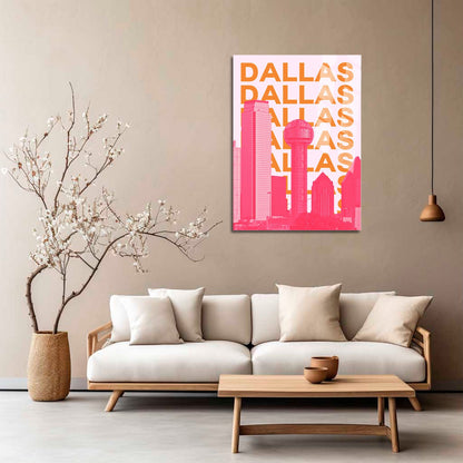 Wes Co Gallery Metal Poster Dallas City Colorful Travel 5" x 7" Home Goods - Travel Illustrations Edge to edge Metal Art Print