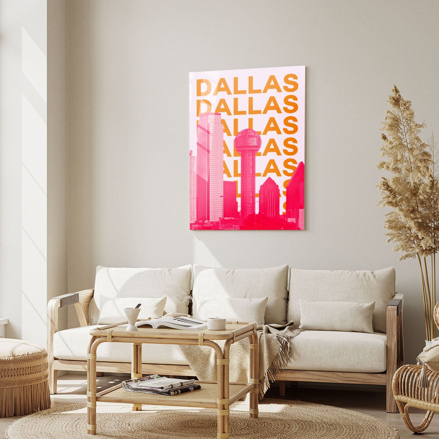 Wes Co Gallery Metal Poster Dallas City Colorful Travel 5" x 7" Home Goods - Travel Illustrations Edge to edge Metal Art Print