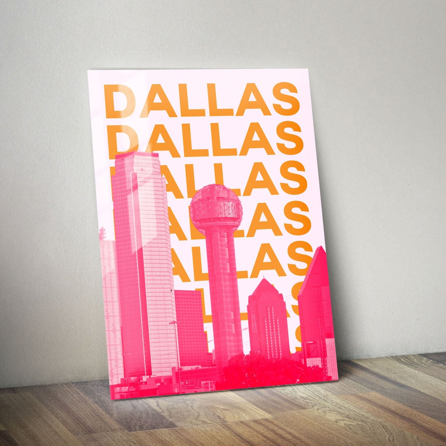 Wes Co Gallery Metal Poster Dallas City Colorful Travel 11" x 14" Home Goods - Travel Illustrations Edge to edge Metal Art Print