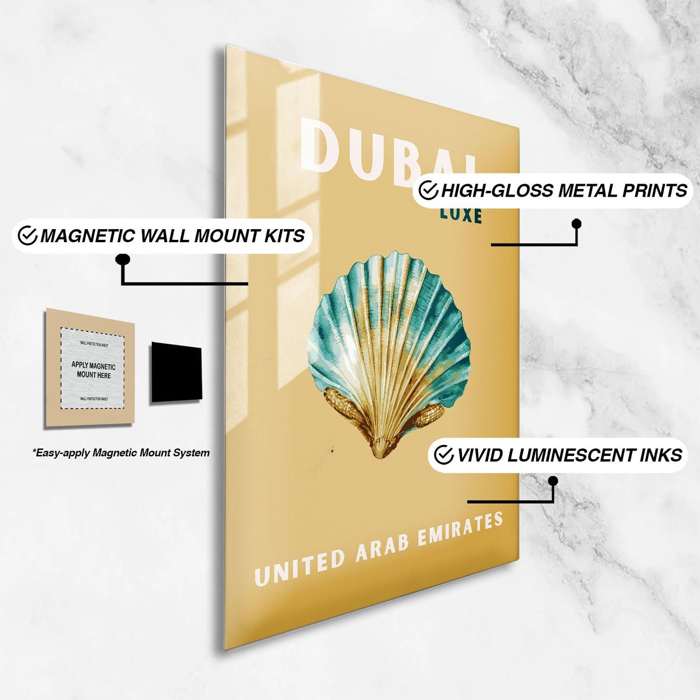 Wes Co Gallery Metal Poster Dubai UAE Colorful Travel 24" x 36" Home Goods - Travel Illustrations Edge to edge Metal Art Print