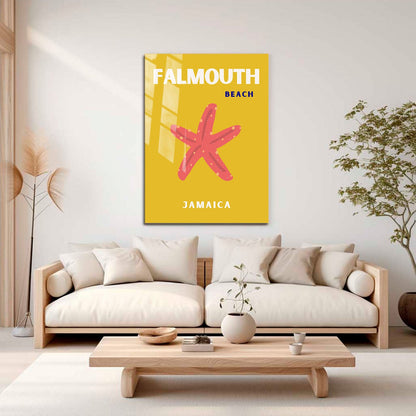 Wes Co Gallery Metal Poster Falmouth Beach Jamaica Colorful Travel 16" x 24" Home Goods - Travel Illustrations Edge to edge Metal Art Print