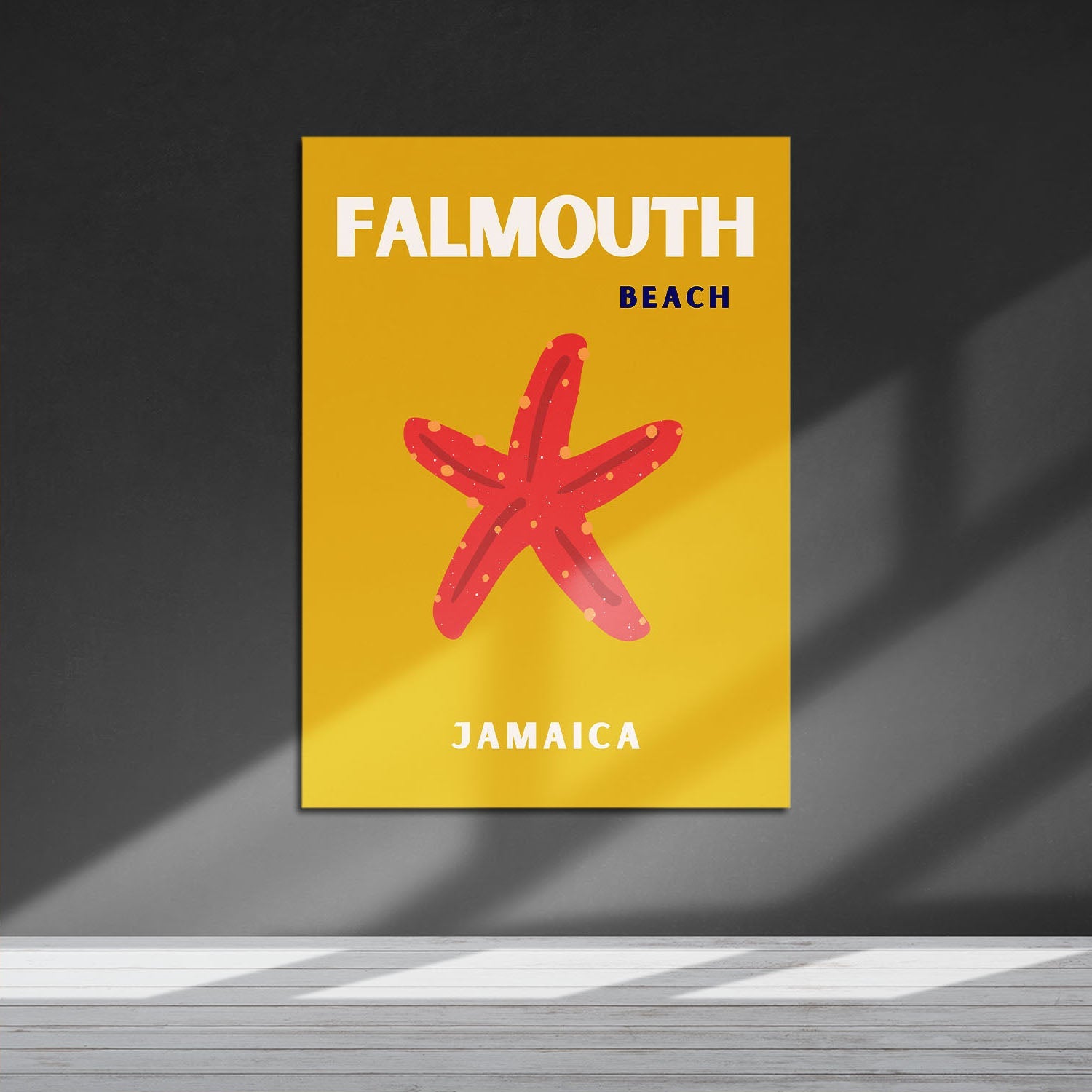 Wes Co Gallery Metal Poster Falmouth Beach Jamaica Colorful Travel 16" x 24" Home Goods - Travel Illustrations Edge to edge Metal Art Print