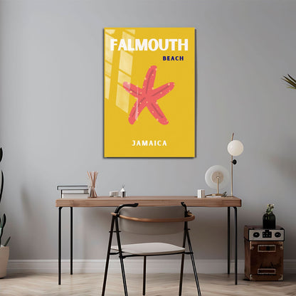 Wes Co Gallery Metal Poster Falmouth Beach Jamaica Colorful Travel 24" x 36" Home Goods - Travel Illustrations Edge to edge Metal Art Print