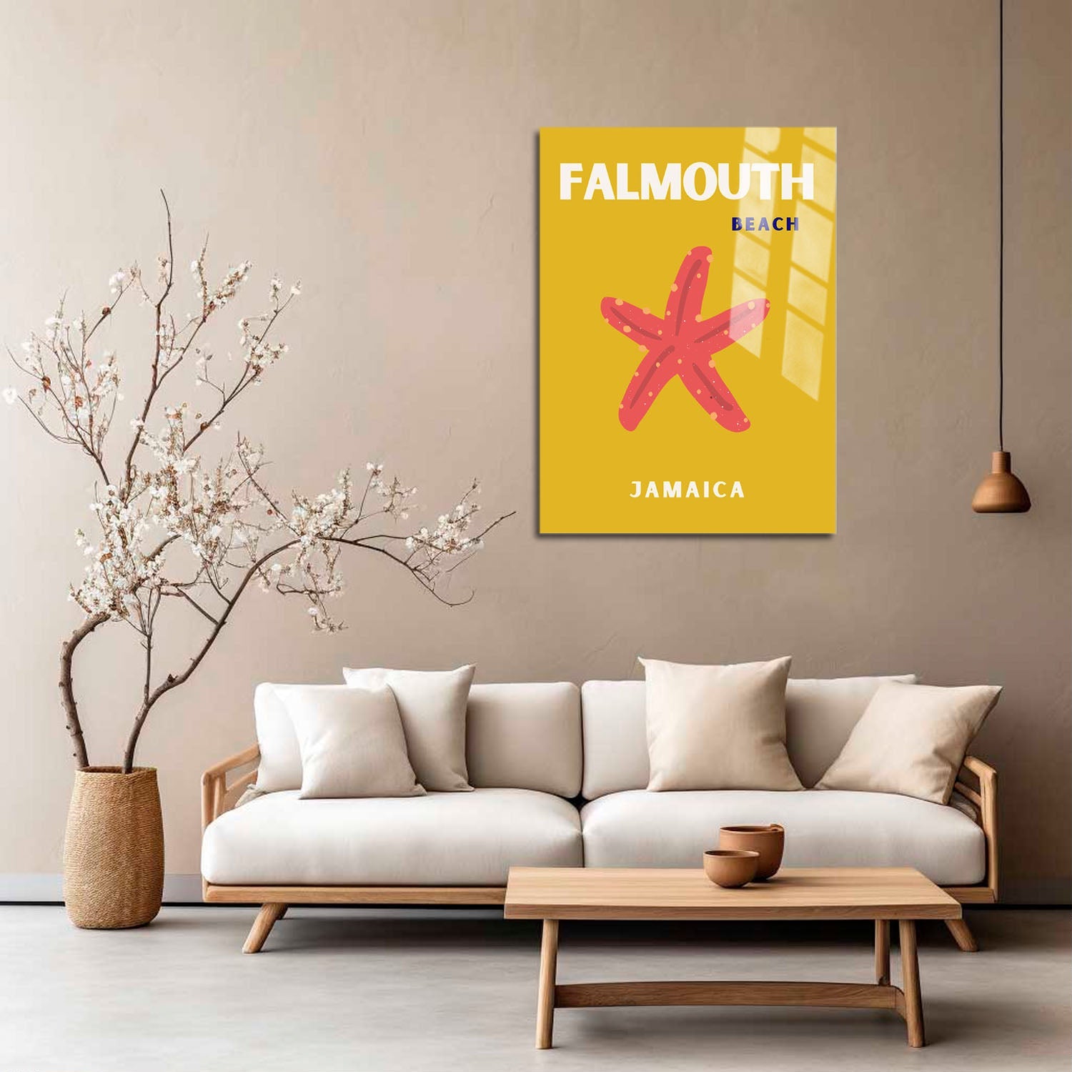 Wes Co Gallery Metal Poster Falmouth Beach Jamaica Colorful Travel 5" x 7" Home Goods - Travel Illustrations Edge to edge Metal Art Print
