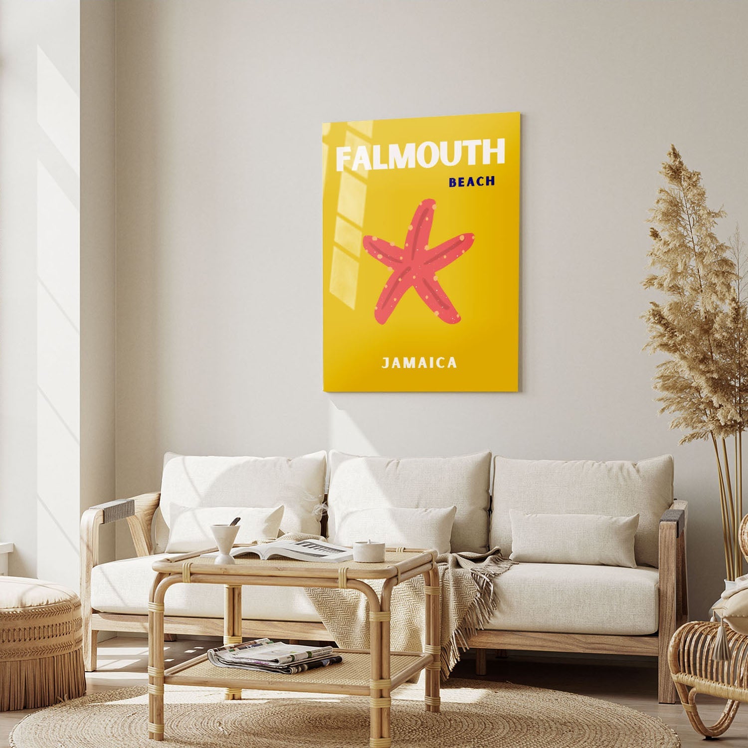 Wes Co Gallery Metal Poster Falmouth Beach Jamaica Colorful Travel 5" x 7" Home Goods - Travel Illustrations Edge to edge Metal Art Print