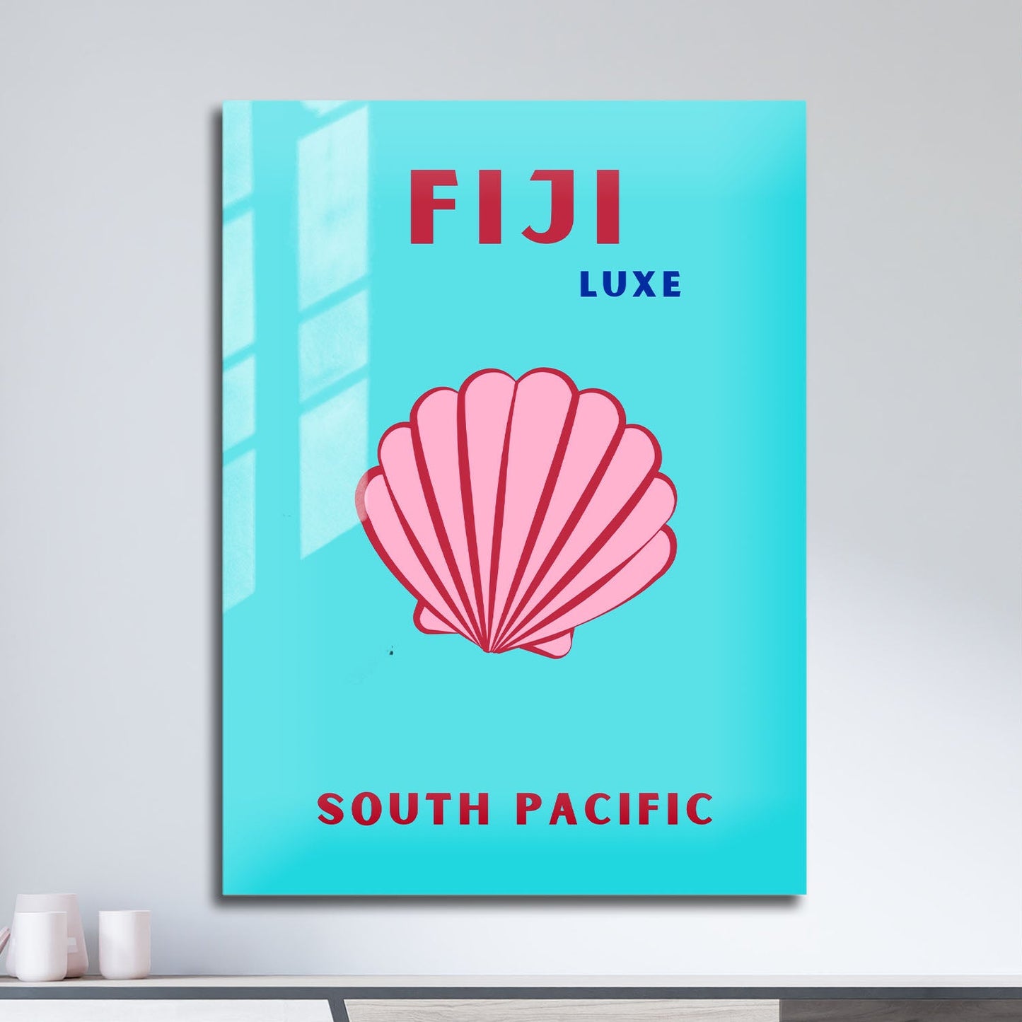 Wes Co Gallery Metal Poster Fiji South Pacific Colorful Travel 11" x 17" Home Goods - Travel Illustrations Edge to edge Metal Art Print