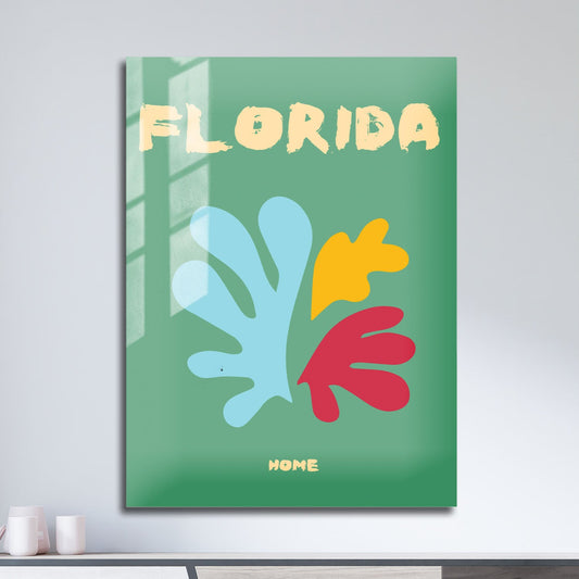 Wes Co Gallery Metal Poster Florida Coral Home Colorful Travel 11" x 17" Home Goods - Travel Illustrations Edge to edge Metal Art Print