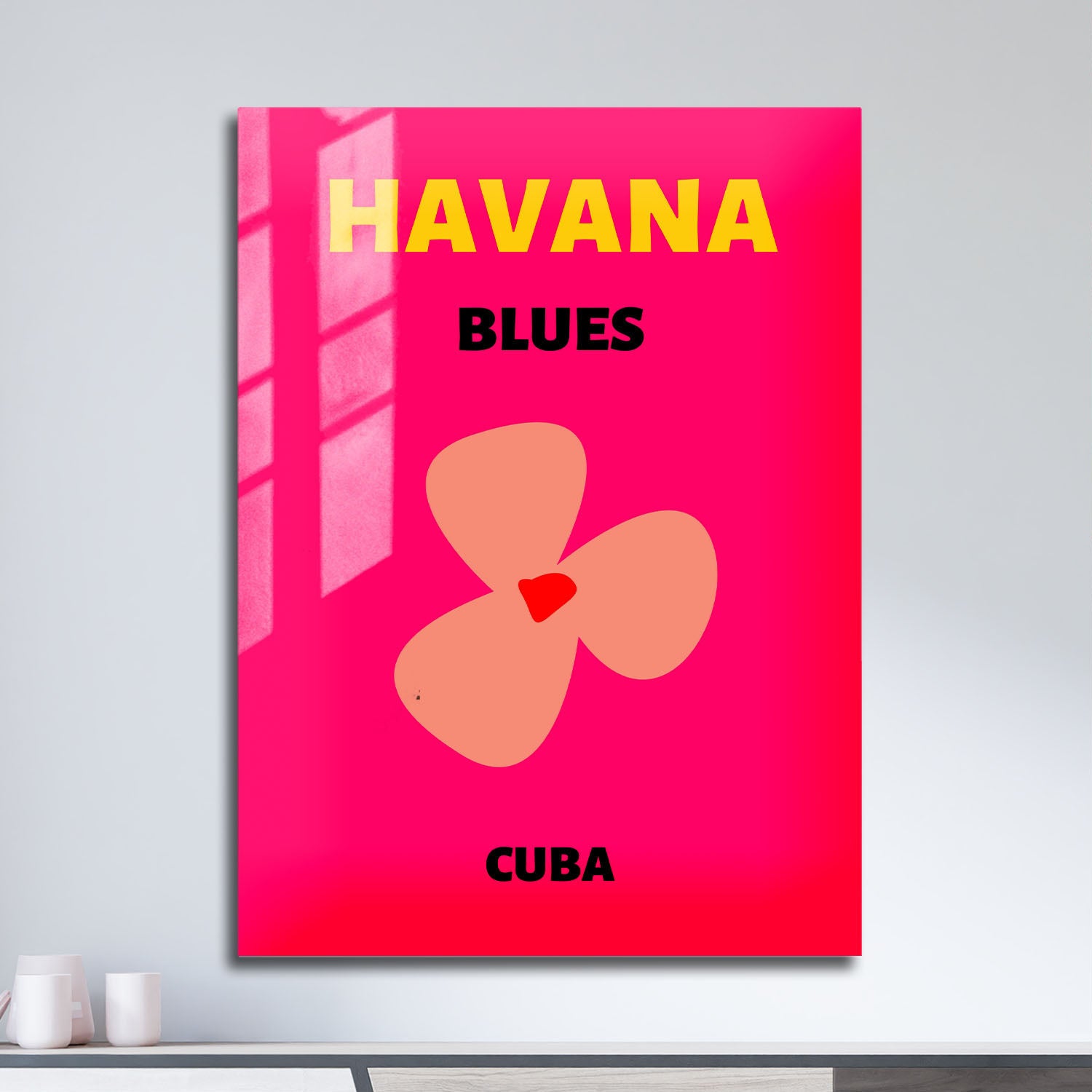 Wes Co Gallery Metal Poster Havana Blues Pink Cuba Colorful Travel 11" x 17" Home Goods - Travel Illustrations Edge to edge Metal Art Print