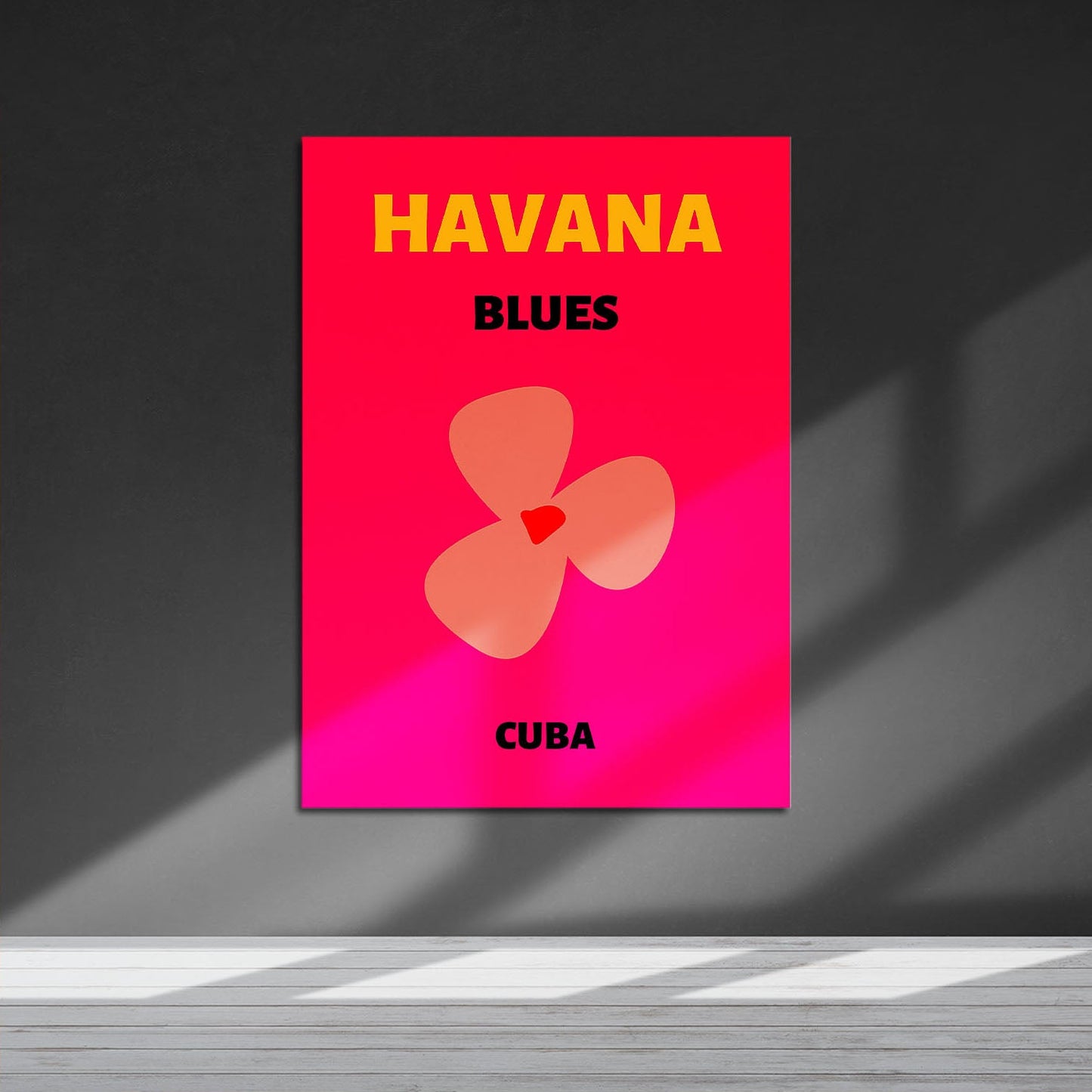 Wes Co Gallery Metal Poster Havana Blues Pink Cuba Colorful Travel 16" x 24" Home Goods - Travel Illustrations Edge to edge Metal Art Print