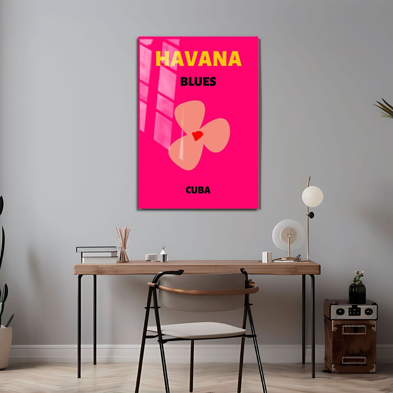 Wes Co Gallery Metal Poster Havana Blues Pink Cuba Colorful Travel 24" x 36" Home Goods - Travel Illustrations Edge to edge Metal Art Print