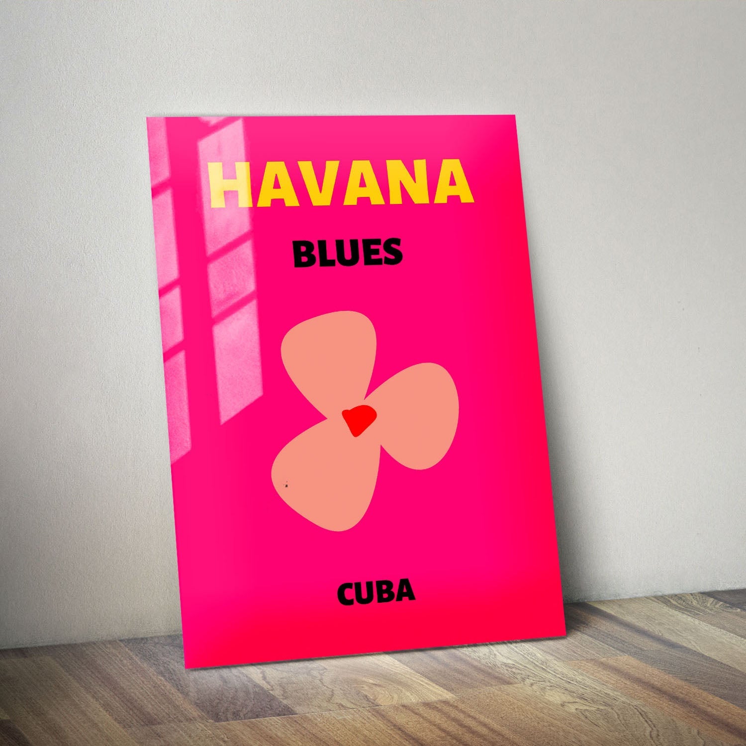 Wes Co Gallery Metal Poster Havana Blues Pink Cuba Colorful Travel 11" x 14" Home Goods - Travel Illustrations Edge to edge Metal Art Print