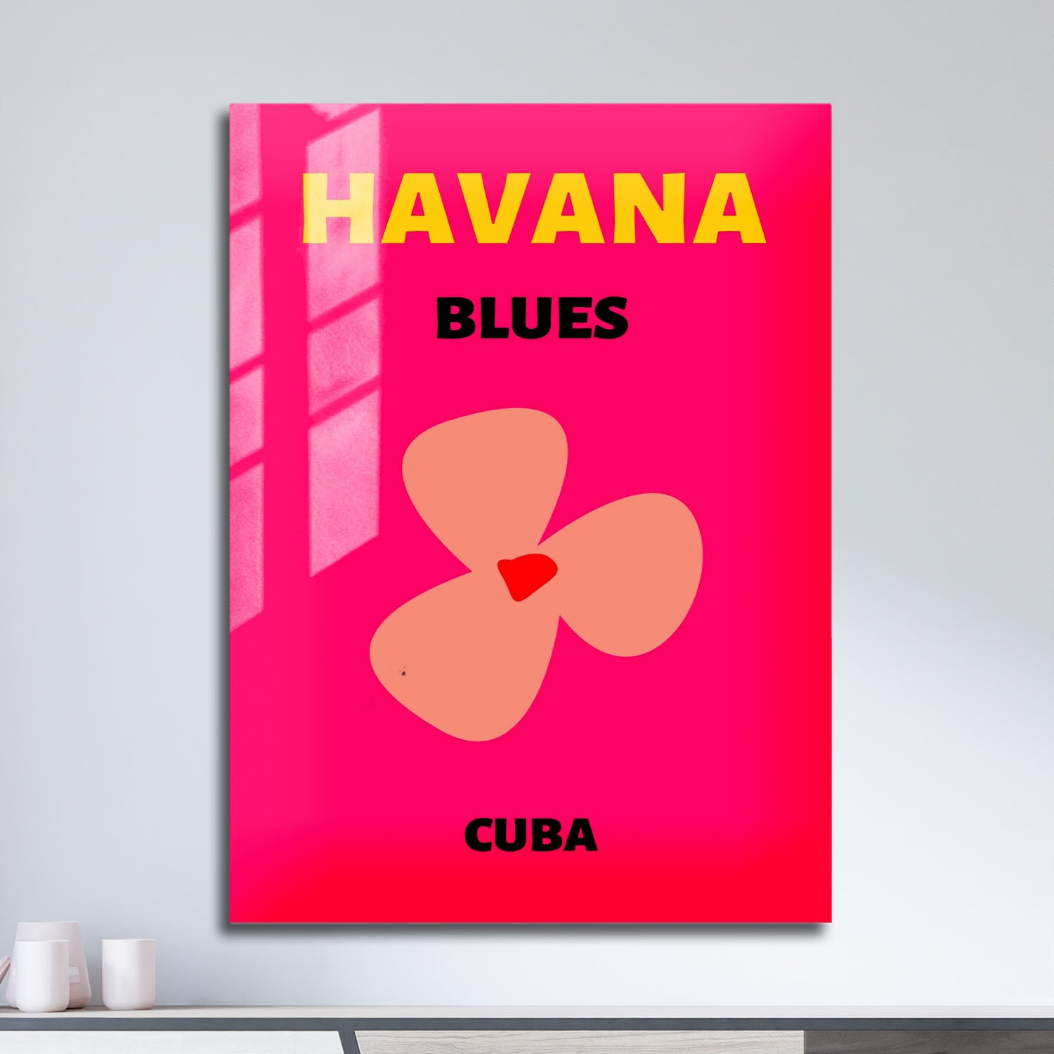 Wes Co Gallery Metal Poster Havana Pink Cuba Colorful Travel 11" x 17" Home Goods - Travel Illustrations Edge to edge Metal Art Print