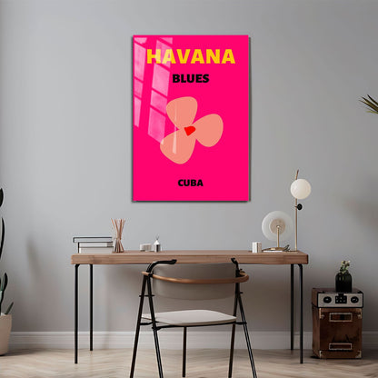 Wes Co Gallery Metal Poster Havana Pink Cuba Colorful Travel 24" x 36" Home Goods - Travel Illustrations Edge to edge Metal Art Print