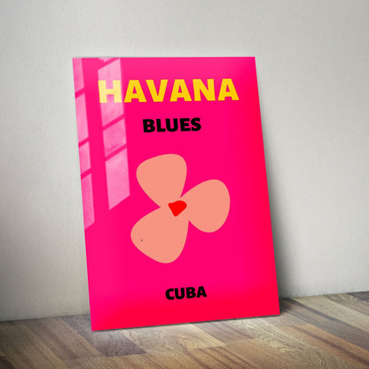 Wes Co Gallery Metal Poster Havana Pink Cuba Colorful Travel 11" x 14" Home Goods - Travel Illustrations Edge to edge Metal Art Print