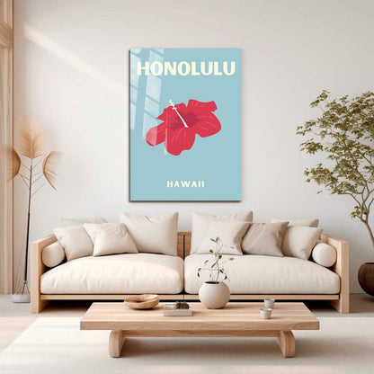 Wes Co Gallery Metal Poster Honolulu Hawaii Colorful Travel 16" x 24" Home Goods - Travel Illustrations Edge to edge Metal Art Print