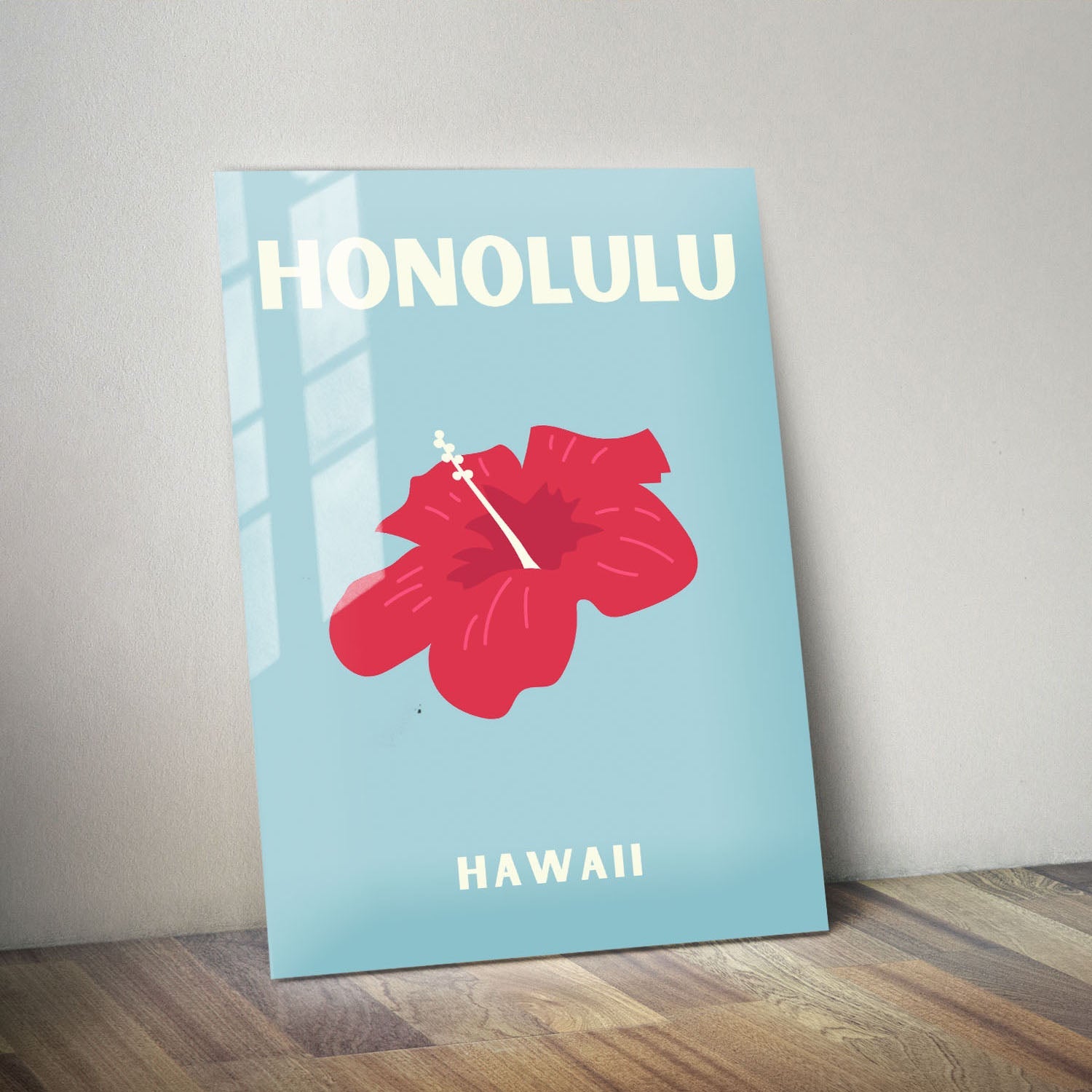 Wes Co Gallery Metal Poster Honolulu Hawaii Colorful Travel 11" x 14" Home Goods - Travel Illustrations Edge to edge Metal Art Print