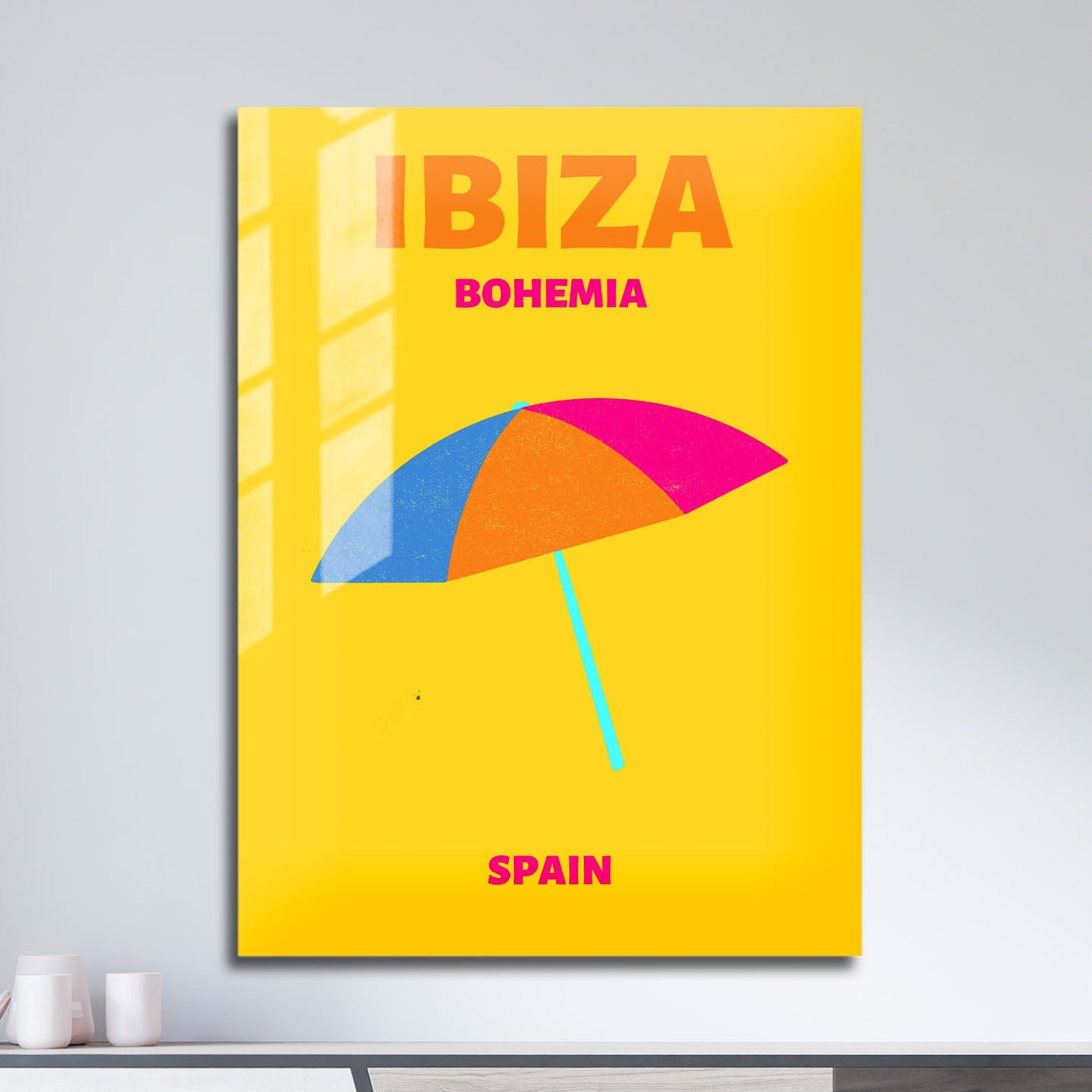 Wes Co Gallery Metal Poster Ibiza Bohemia Beach Spain Colorful Travel 11" x 17" Home Goods - Travel Illustrations Edge to edge Metal Art Print