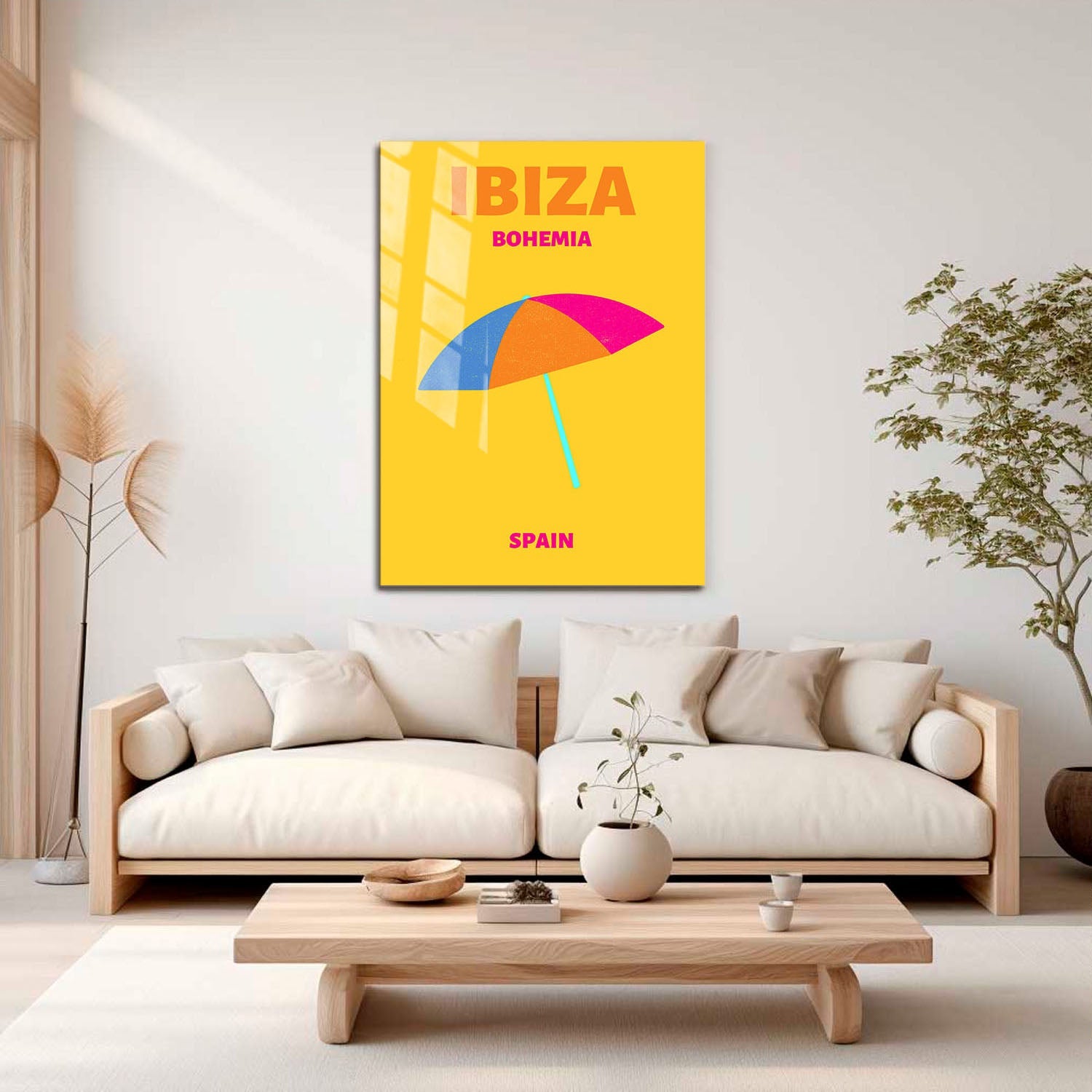 Wes Co Gallery Metal Poster Ibiza Bohemia Beach Spain Colorful Travel 16" x 24" Home Goods - Travel Illustrations Edge to edge Metal Art Print