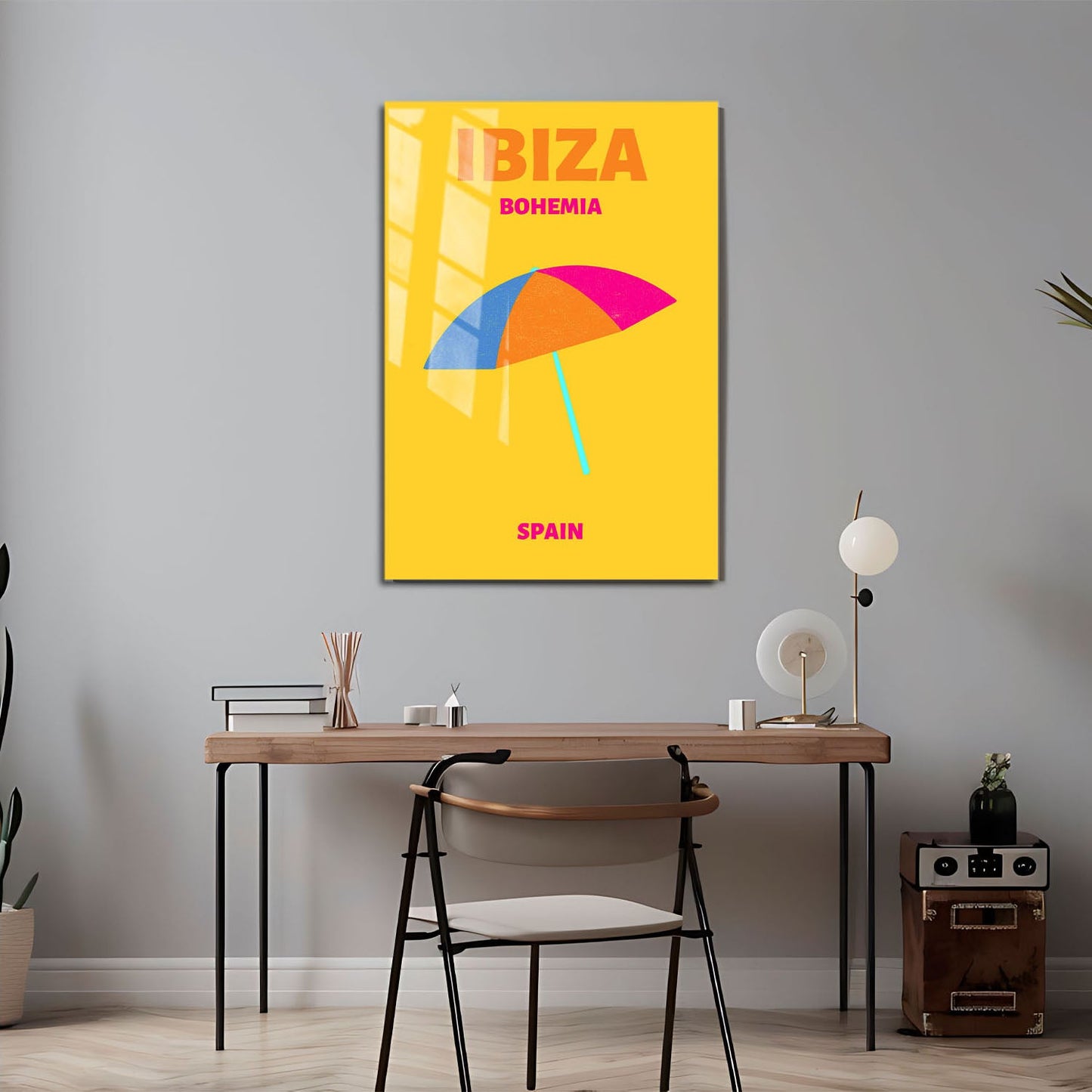 Wes Co Gallery Metal Poster Ibiza Bohemia Beach Spain Colorful Travel 24" x 36" Home Goods - Travel Illustrations Edge to edge Metal Art Print