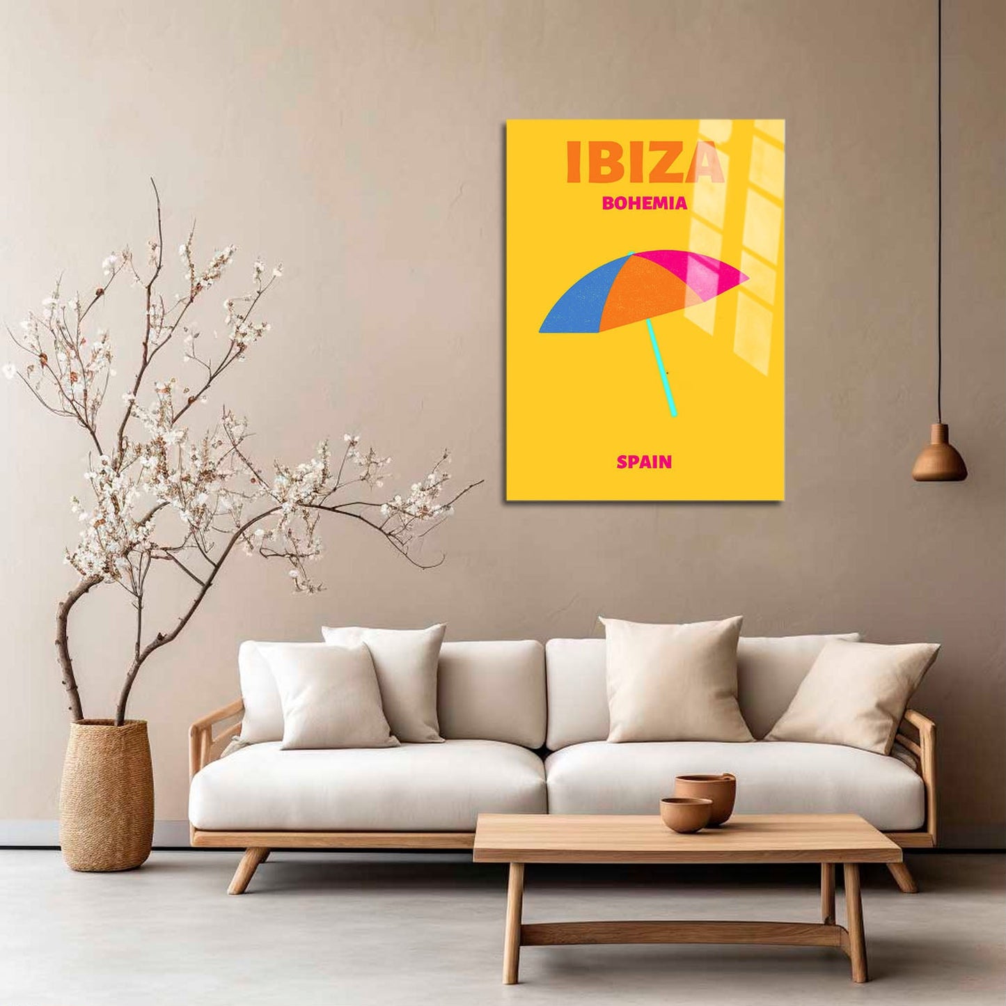 Wes Co Gallery Metal Poster Ibiza Bohemia Beach Spain Colorful Travel 5" x 7" Home Goods - Travel Illustrations Edge to edge Metal Art Print