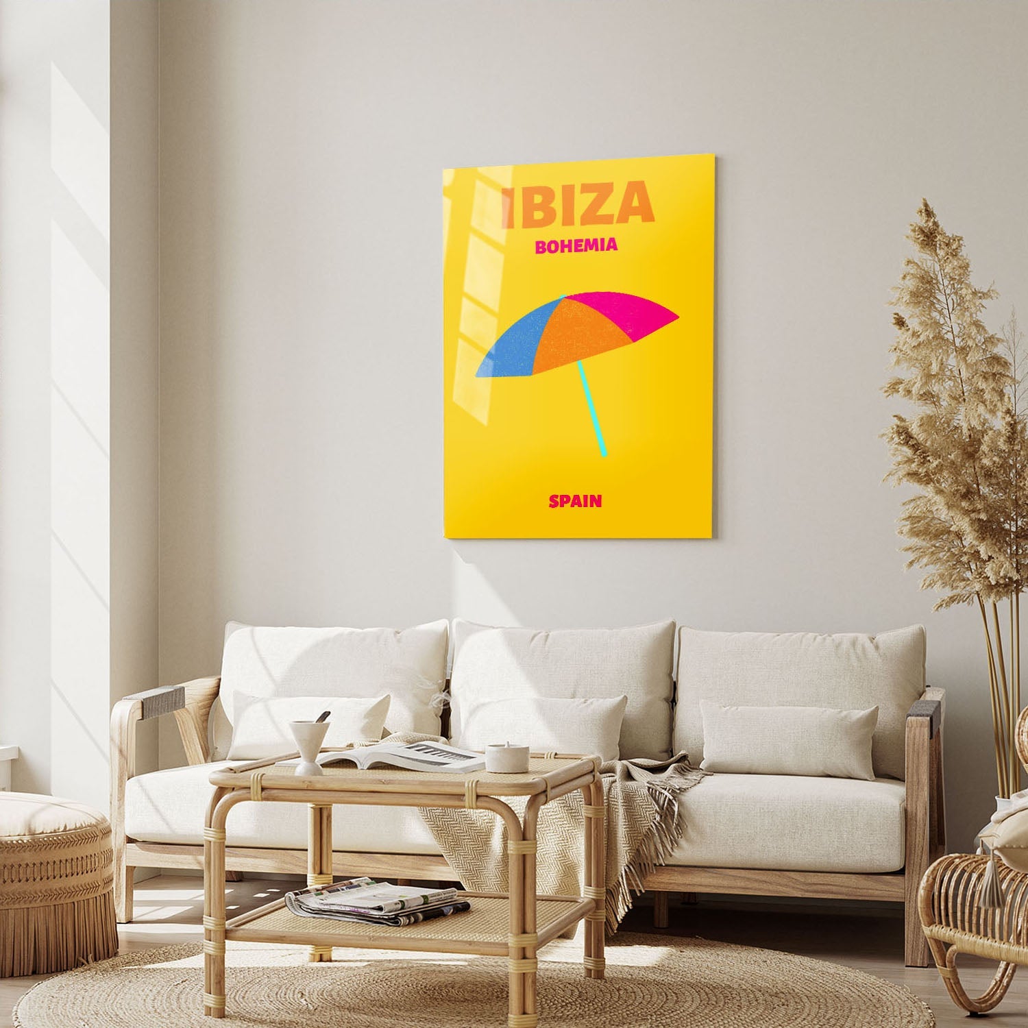 Wes Co Gallery Metal Poster Ibiza Bohemia Beach Spain Colorful Travel 5" x 7" Home Goods - Travel Illustrations Edge to edge Metal Art Print