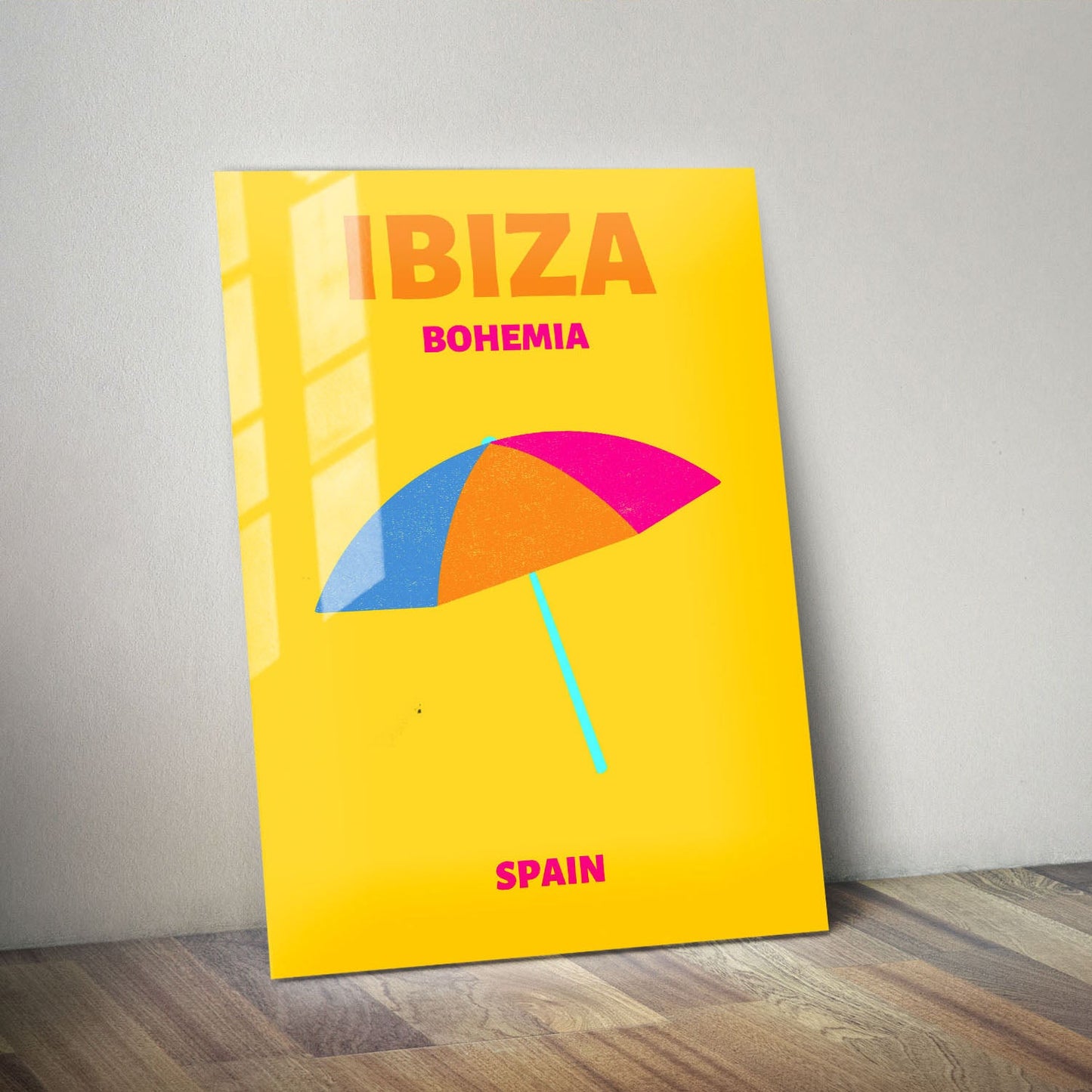 Wes Co Gallery Metal Poster Ibiza Bohemia Beach Spain Colorful Travel 11" x 14" Home Goods - Travel Illustrations Edge to edge Metal Art Print