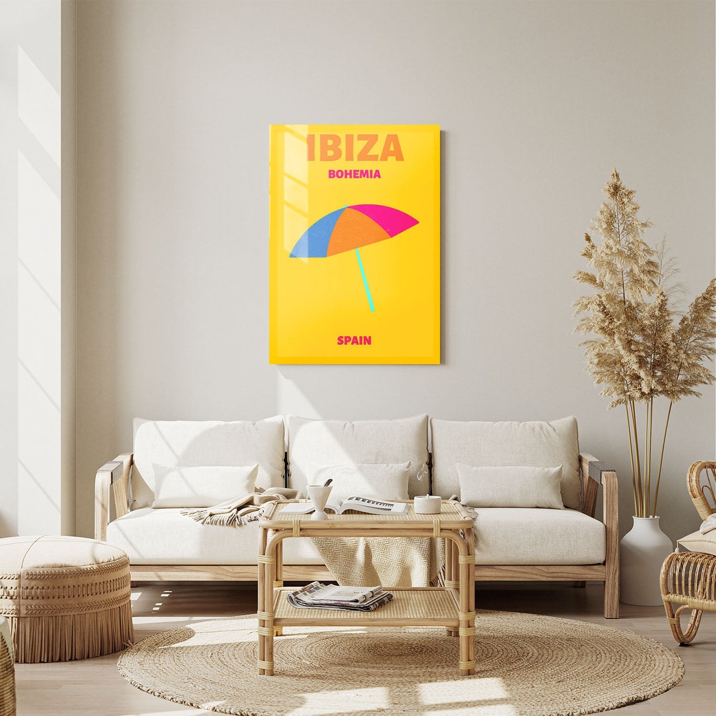 Wes Co Gallery Metal Poster Ibiza Bohemia Beach Spain Colorful Travel 11" x 14" Home Goods - Travel Illustrations Edge to edge Metal Art Print