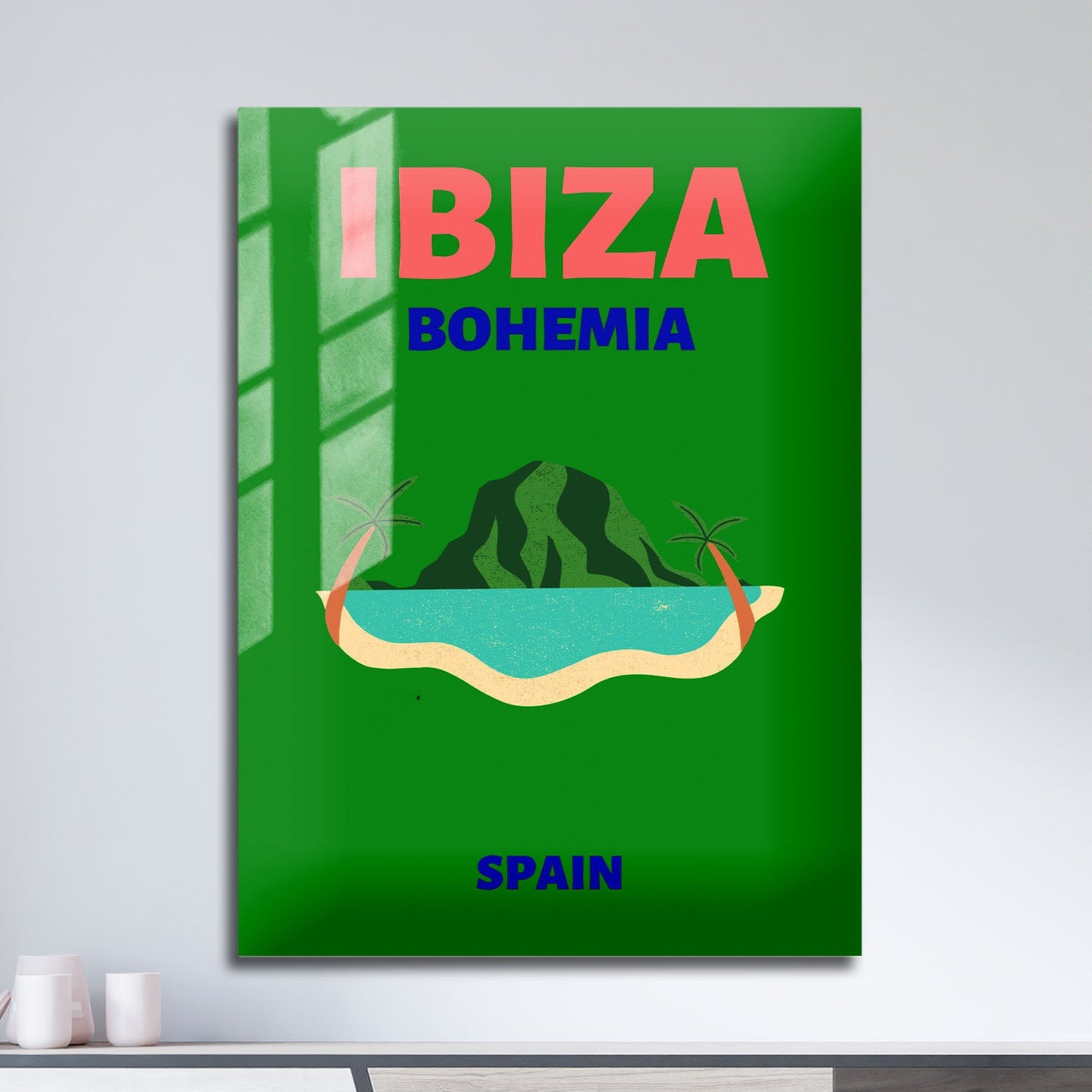 Wes Co Gallery Metal Poster Ibiza Bohemia Island Spain Colorful Travel 11" x 17" Home Goods - Travel Illustrations Edge to edge Metal Art Print