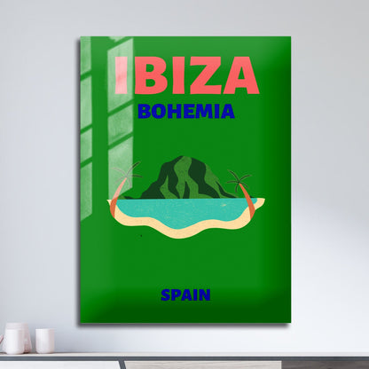 Wes Co Gallery Metal Poster Ibiza Bohemia Island Spain Colorful Travel 11" x 17" Home Goods - Travel Illustrations Edge to edge Metal Art Print