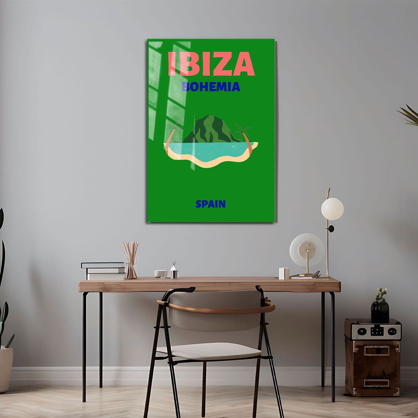 Wes Co Gallery Metal Poster Ibiza Bohemia Island Spain Colorful Travel 24" x 36" Home Goods - Travel Illustrations Edge to edge Metal Art Print