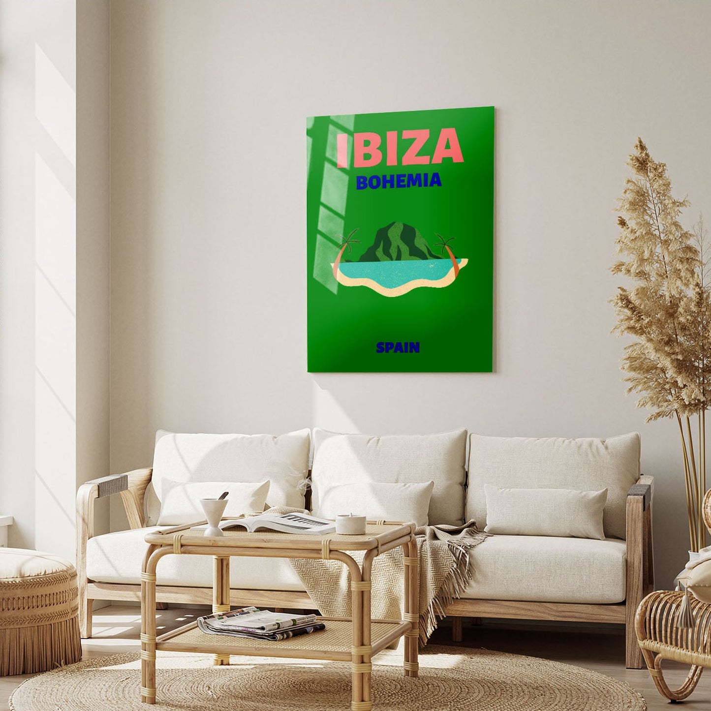 Wes Co Gallery Metal Poster Ibiza Bohemia Island Spain Colorful Travel 5" x 7" Home Goods - Travel Illustrations Edge to edge Metal Art Print