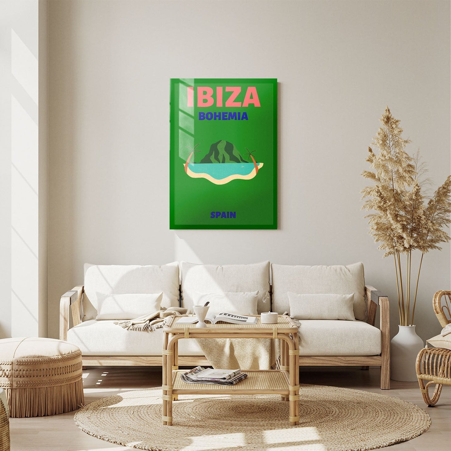 Wes Co Gallery Metal Poster Ibiza Bohemia Island Spain Colorful Travel 11" x 14" Home Goods - Travel Illustrations Edge to edge Metal Art Print