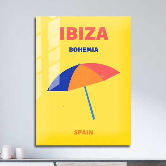 Wes Co Gallery Metal Poster Ibiza Bohemia Yellow Spain Colorful Travel 11" x 17" Home Goods - Travel Illustrations Edge to edge Metal Art Print