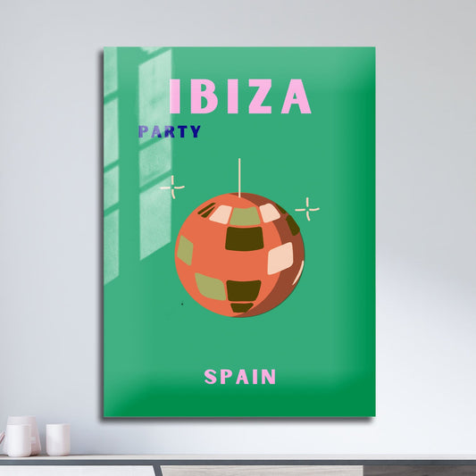 Wes Co Gallery Metal Poster Ibiza Party Spain Colorful Travel 11" x 17" Home Goods - Travel Illustrations Edge to edge Metal Art Print