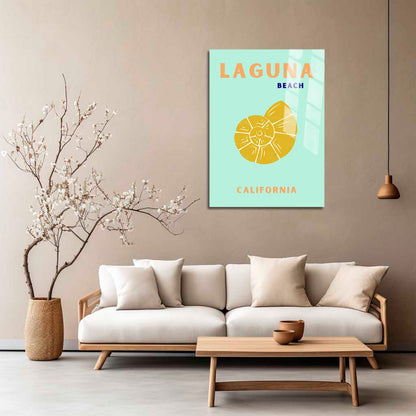 Wes Co Gallery Metal Poster Laguna Beach Calirfornia Colorful Travel 5" x 7" Home Goods - Travel Illustrations Edge to edge Metal Art Print