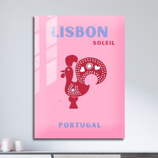 Wes Co Gallery Metal Poster Lisbon Portugal Colorful Travel 11" x 17" Home Goods - Travel Illustrations Edge to edge Metal Art Print