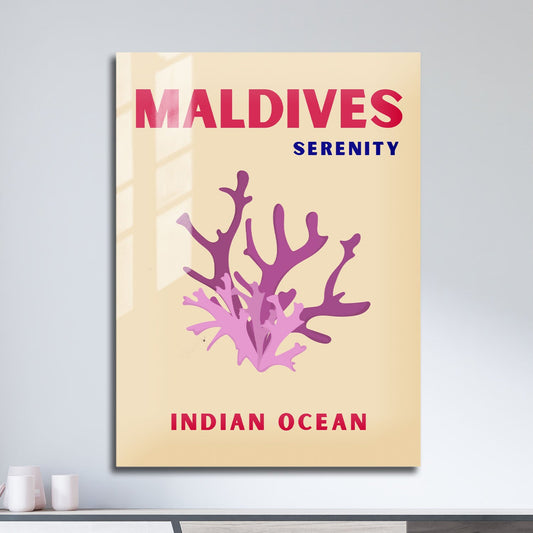 Wes Co Gallery Metal Poster Maldives Serentiy Colorful Travel 11" x 17" Home Goods - Travel Illustrations Edge to edge Metal Art Print