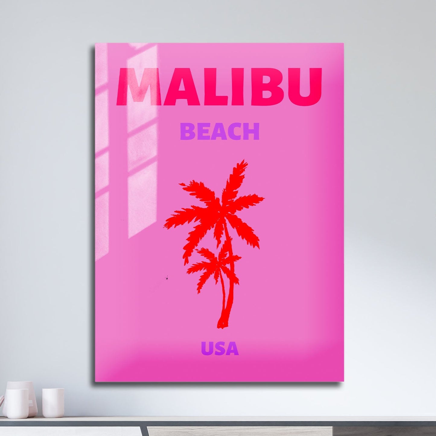 Wes Co Gallery Metal Poster Malibu Beach USA Colorful Travel 11" x 17" Home Goods - Travel Illustrations Edge to edge Metal Art Print